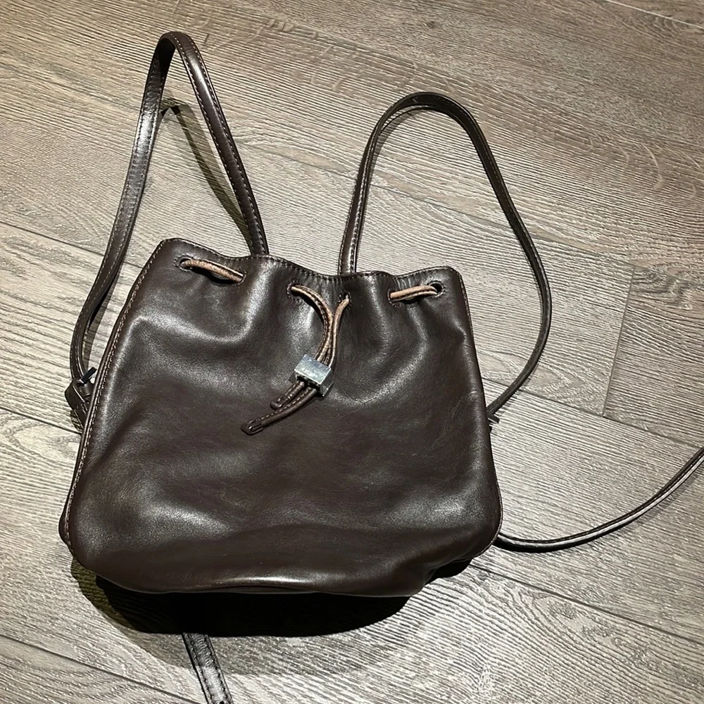aritzia leather backpack Aritzia | Bags | Aritzia Auxiliary Brown Leather Bucket Bag Backpack